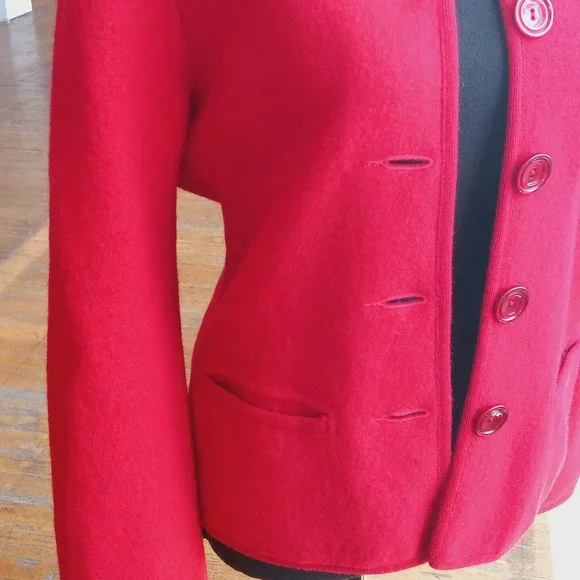 Geiger pure wool made in Austria red button down cardigan - Picture 5 of 8